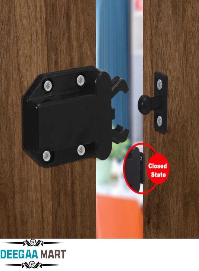 DEEGAA MART DEEGAAMART Push to Open Door Latch with Touch Release - Pack of 4 | Automatic Pop-Up Sliding Latch for Kitchen Cabinets, Cupboards & Home Furniture (Black) (Qty :4) - Image 2